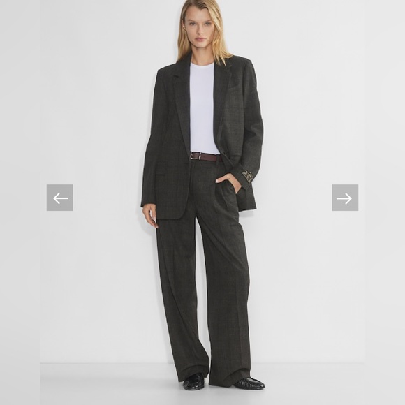 NWT Aritzia Effortless “(re)fined fabric” Sz 0 Gray/Black plaid - Picture 2 of 9